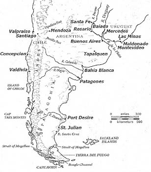 map of Beagle Voyage